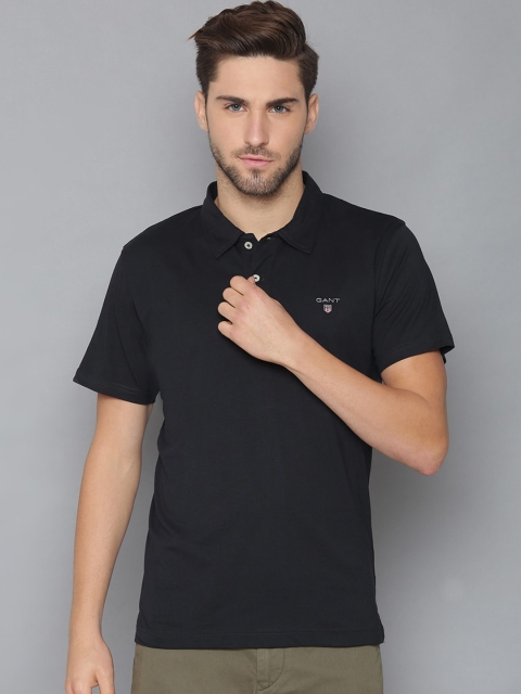 

GANT Men Black Solid Polo Collar T-shirt