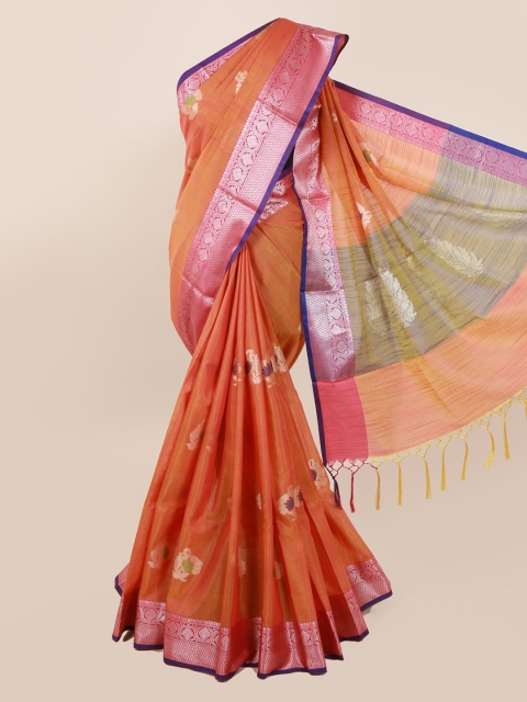 

Pothys Orange & Pink Cotton Blend Woven Design Saree