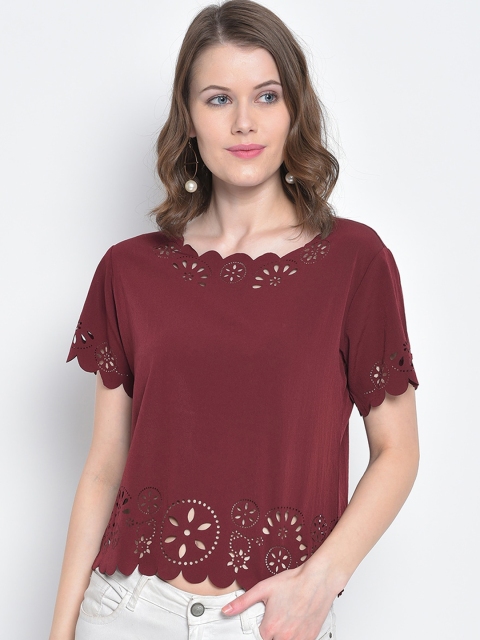 

Mayra Maroon Crepe Regular Top