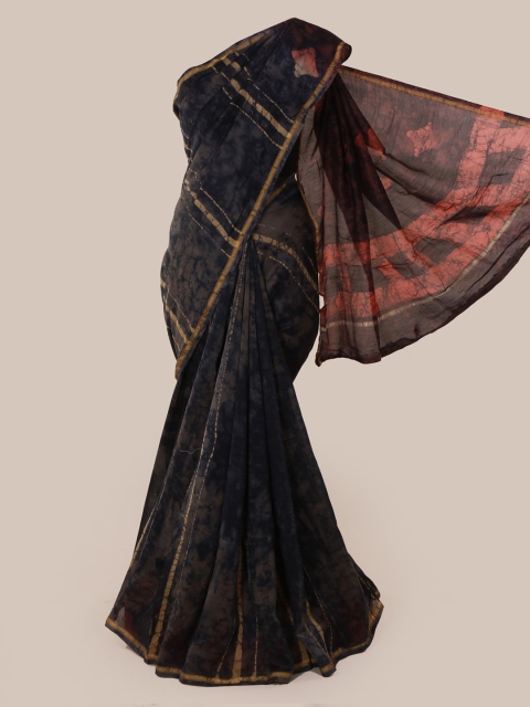 

Pothys Navy Blue Printed Cotton Blend Saree