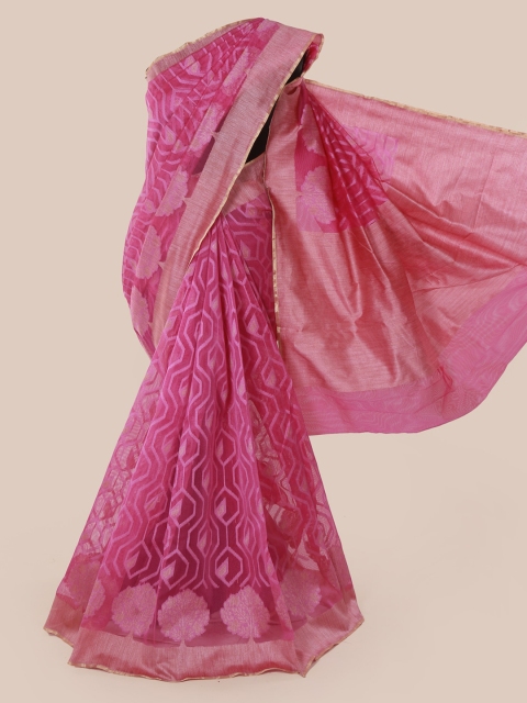 

Pothys Pink & Beige Supernet Woven Design Saree