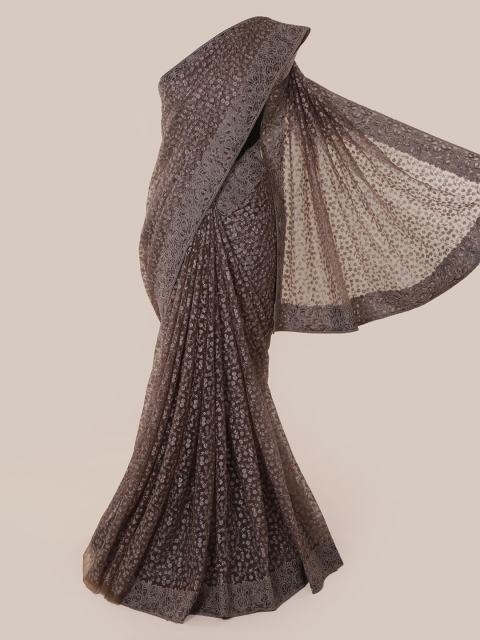 

Pothys Grey Embroidered Supernet Saree