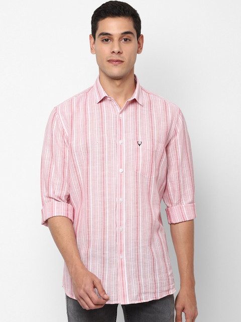 

Allen Solly Men Pink Slim Fit Striped Casual Shirt