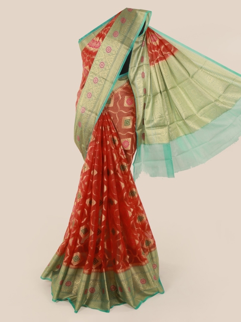 

Pothys Red & Blue Tissue Woven Design Saree