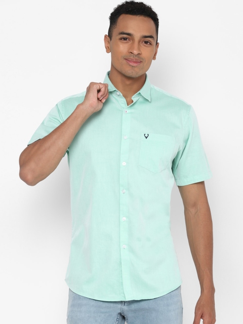 

Allen Solly Men Green Slim Fit Self Design Cotton Casual Shirt