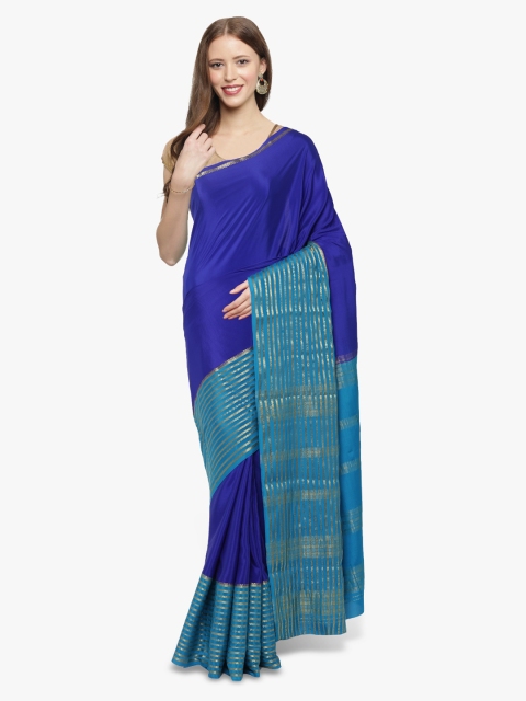 

Sudarshan Silks Blue Pure Silk Solid Mysore Silk Saree