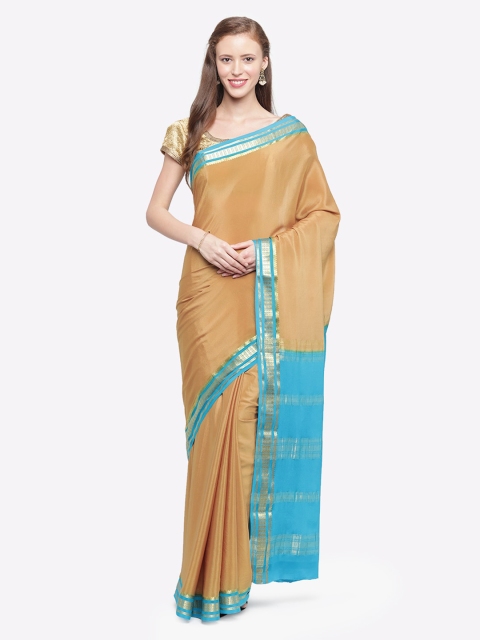

Sudarshan Silks Beige Pure Silk Solid Mysore Silk Saree