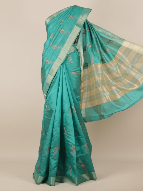

Pothys Green Woven Design Jute Silk Saree