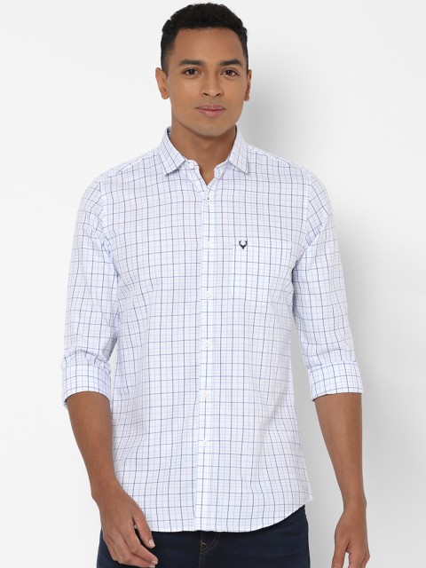 

Allen Solly Men White & Blue Slim Fit Checked Cotton Casual Shirt