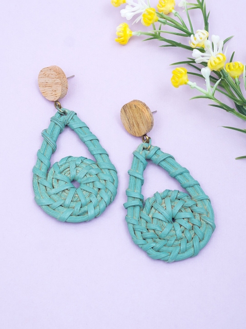 

Golden Peacock Turquoise Blue Teardrop Shaped Drop Earrings
