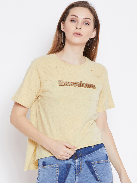 

Camla Yellow Printed Regular Top