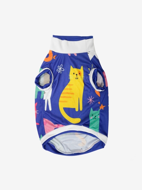 

Pawsindia Blue & Yellow Clowder Printed Dog T-Shirt L