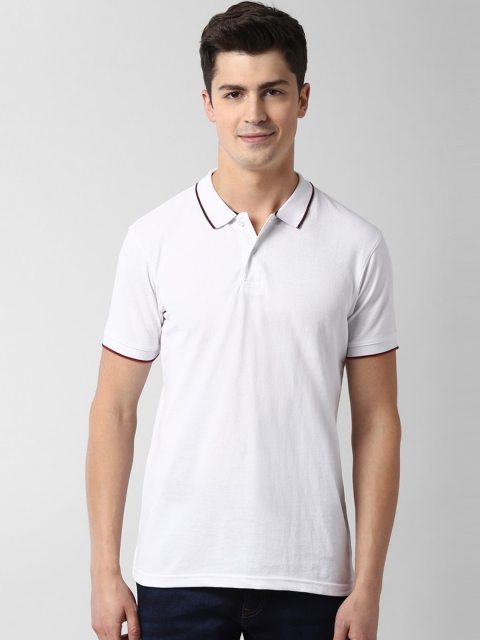 

Peter England Casuals Men White Solid Polo Collar T-shirt