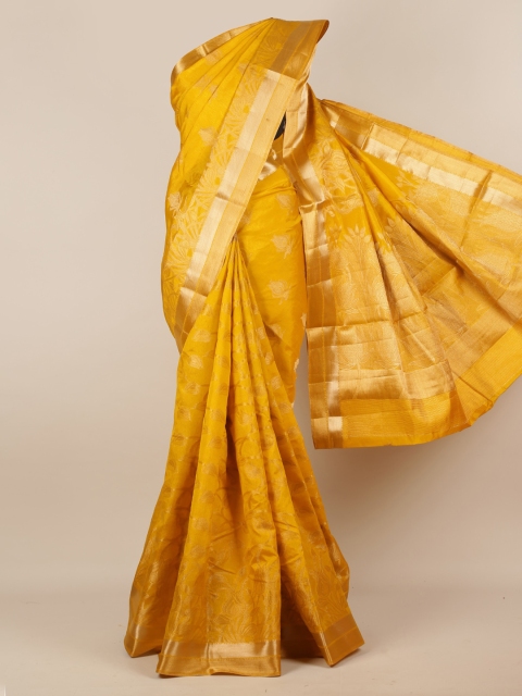 

Pothys Mustard & Gold-Toned Jute Silk Woven Design Saree