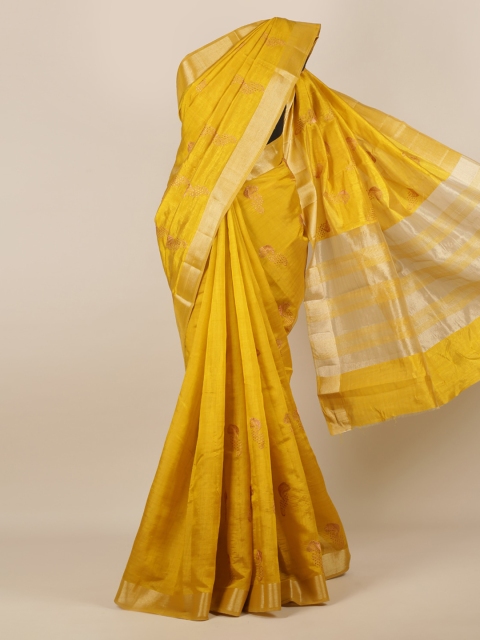 

Pothys Mustard Woven Design Jute Silk Saree