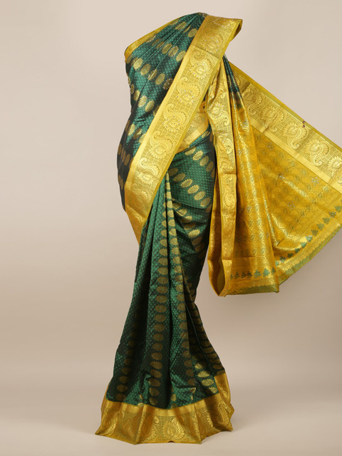 

Pothys Green & Gold-Toned Art Silk Woven Design Saree