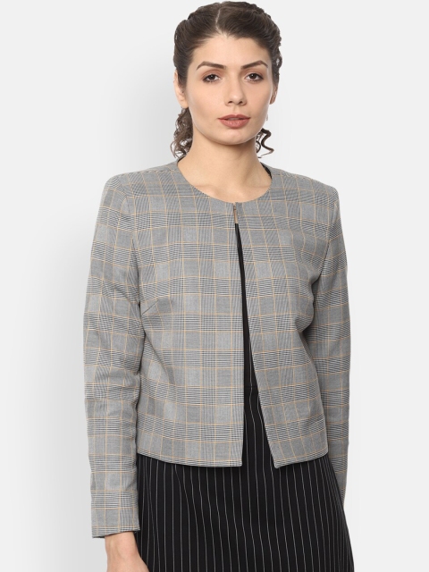 

Van Heusen Woman Women Black & White Checked Casual Blazer