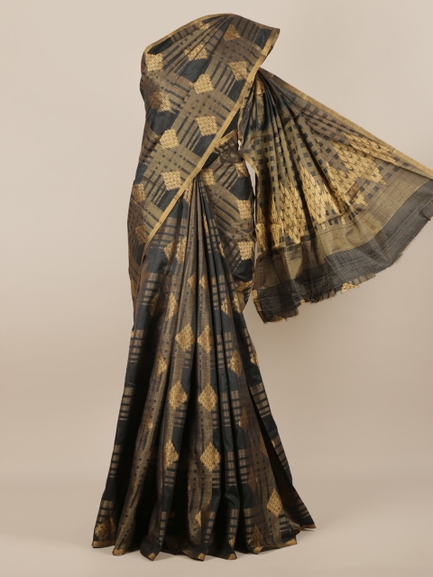 

Pothys Black & Beige Jute Silk Woven Design Saree