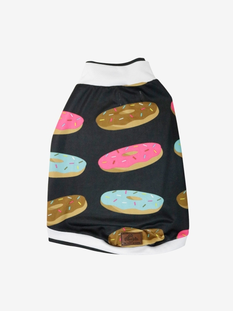 

Pawsindia Black & Fuchsia Pink Donuts Printed Dog T-Shirt