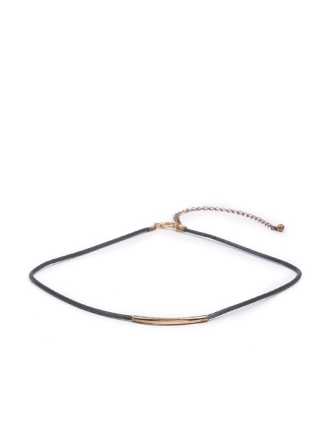

FOREVER 21 Black Metal Curved Bar Choker Chain