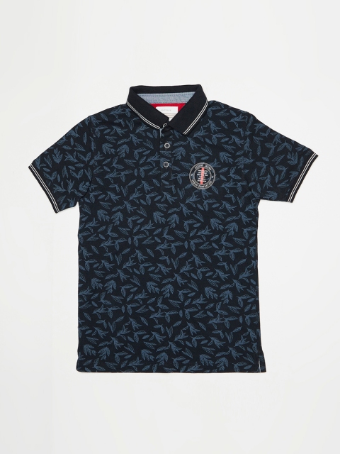 

Octave Boys Navy Blue Printed Polo Collar T-shirt