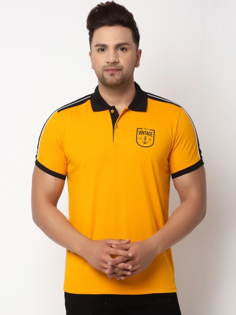 

WILD WEST Men Yellow Solid Polo Collar T-shirt