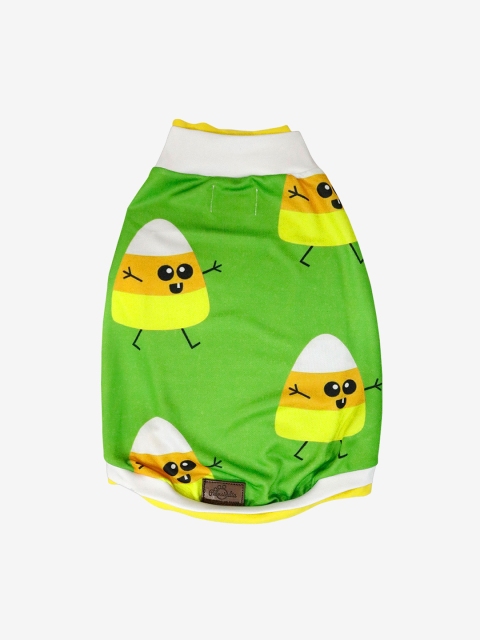 

Pawsindia Green & Yellow Candyman Printed Dog T-Shirt