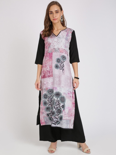 

Florence Women Pink Floral Printed Crepe Kurta