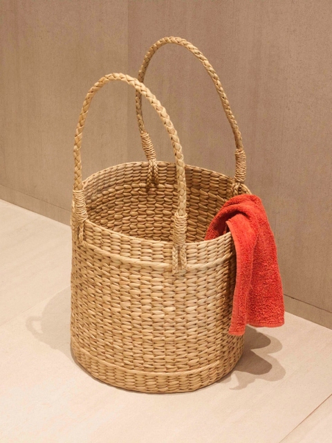 

NOW & ZEN Beige Self-Design Large Basket With Handle
