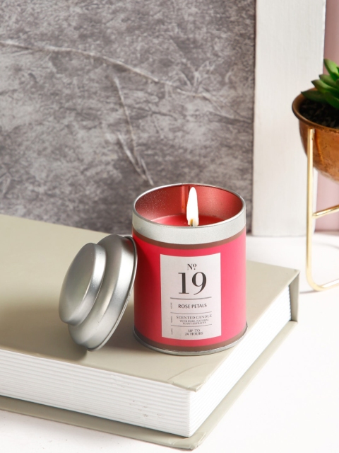 

Aapno Rajasthan Red & Silver-Toned Pristine Rose Fragrance Metal jar candle