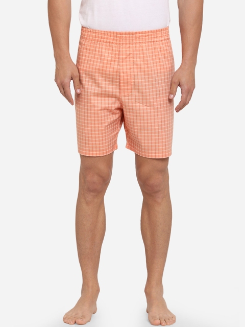 

JADE BLUE Men Orange Checked Regular Fit Regular Shorts