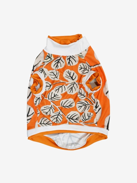

Pawsindia Orange & White Printed Blossom Dog T-Shirt