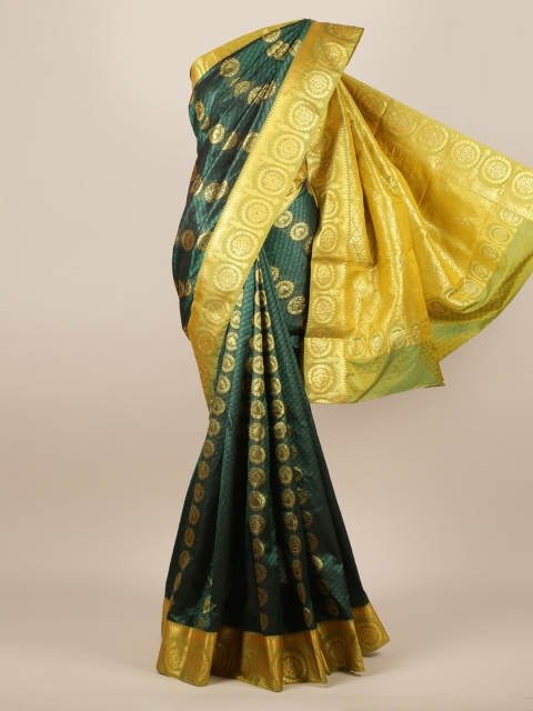 

Pothys Green & Gold-Toned Art Silk Woven Design Saree