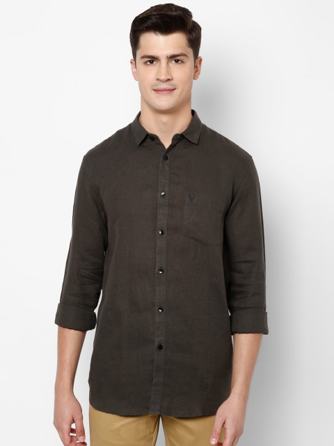 

Allen Solly Men Coffee Brown Slim Fit Solid Casual Linen Shirt