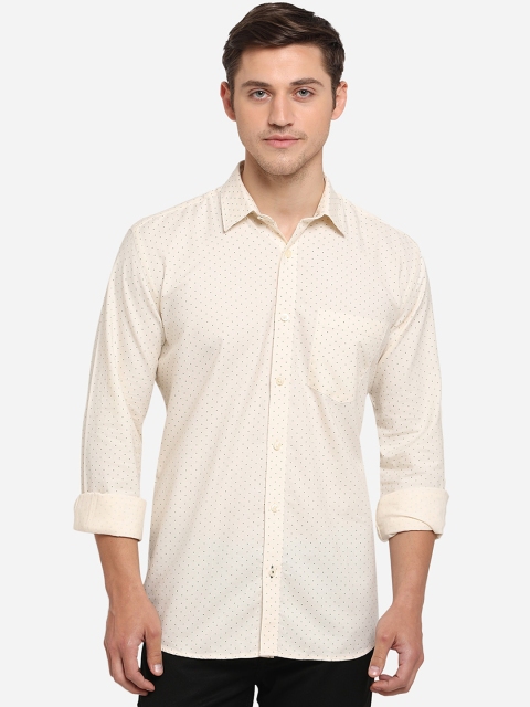 

Greenfibre Men Cream-Coloured Slim Fit Printed Casual Shirt