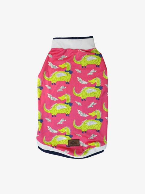 

Pawsindia Pink & Yellow Darcarys Printed Dog T-Shirt