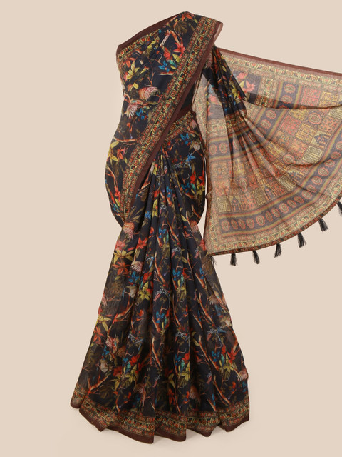 

Pothys Black Printed Cotton Blend Saree