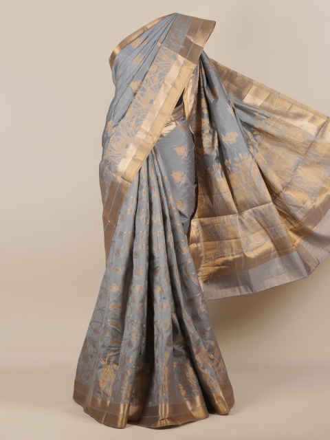 

Pothys Grey & Gold-Toned Jute Silk Woven Design Saree