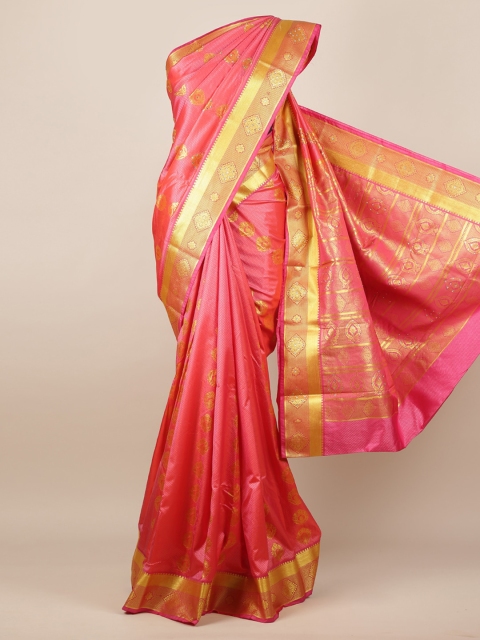 

Pothys Pink Solid Art Silk Saree
