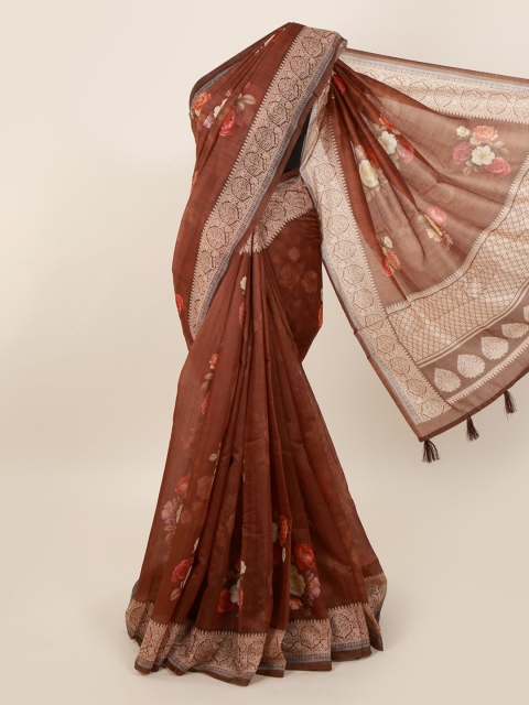 

Pothys Brown & Beige Cotton Blend Printed Saree