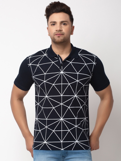 

WILD WEST Men Black Printed Polo Collar T-shirt