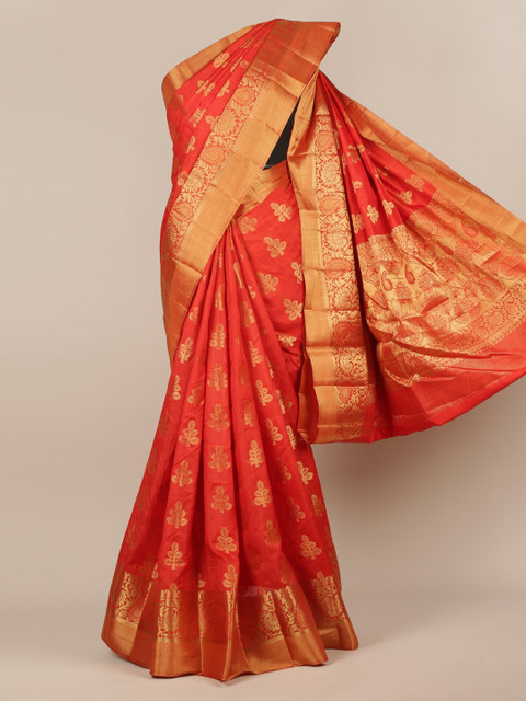 

Pothys Red Woven Design Jute Silk Saree