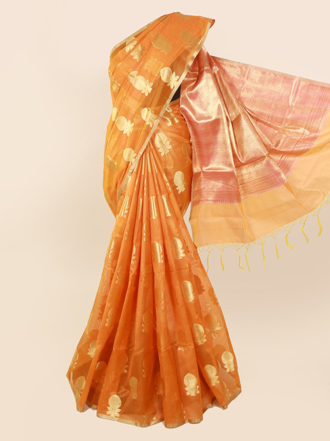 

Pothys Orange Woven Design Silk Cotton Saree