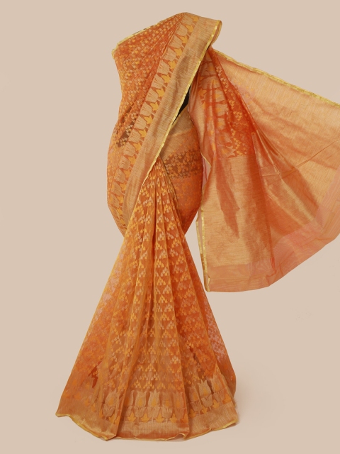 

Pothys Orange Woven Design Supernet Saree