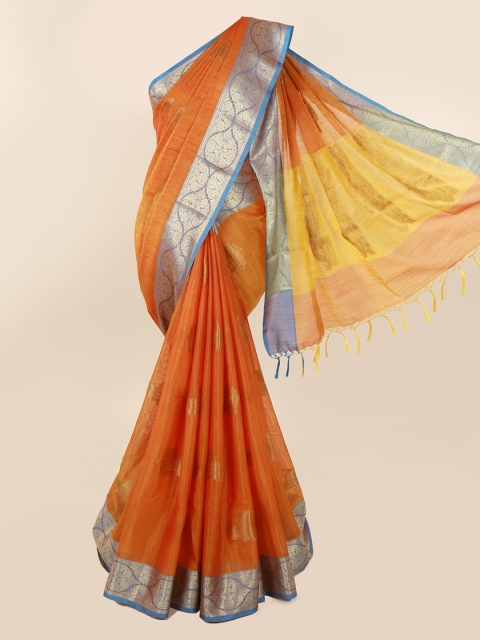

Pothys Orange Woven Design Cotton Blend Saree