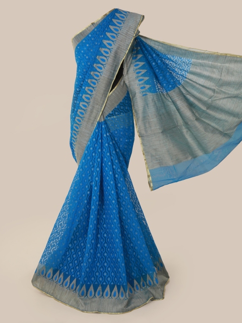 

Pothys Blue Woven Design Supernet Saree