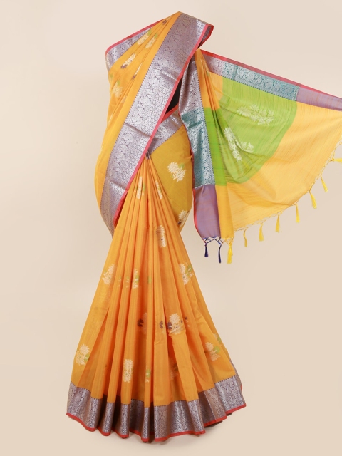

Pothys Yellow Woven Design Cotton Blend Saree