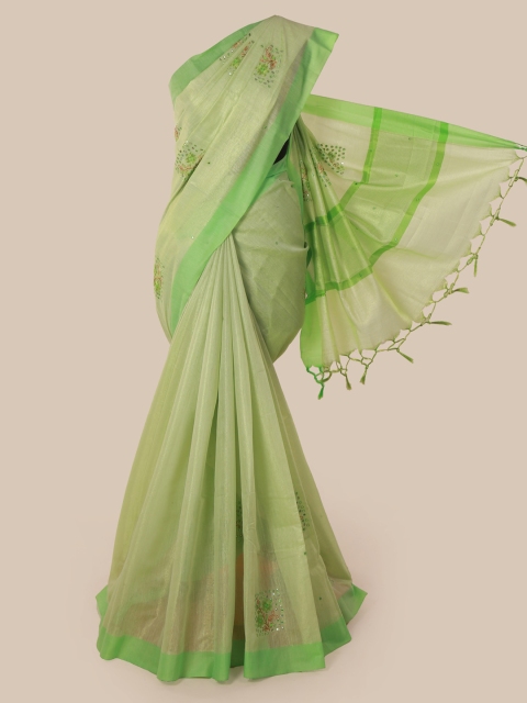 

Pothys Green Embroidered Tissue Saree