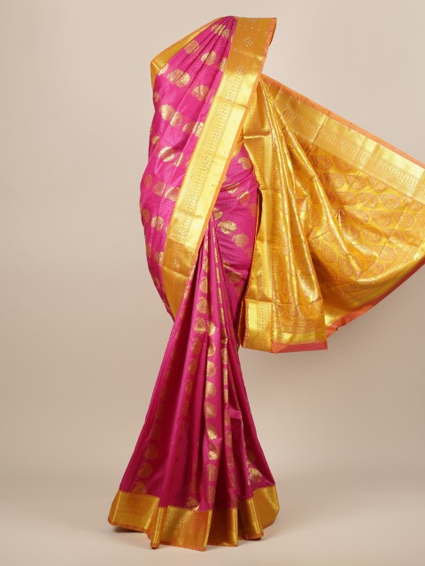 

Pothys Pink & Gold-Toned Art Silk Woven Design Saree