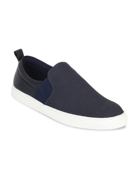 

Carlton London Men Navy Blue Textured Slip-on Sneakers